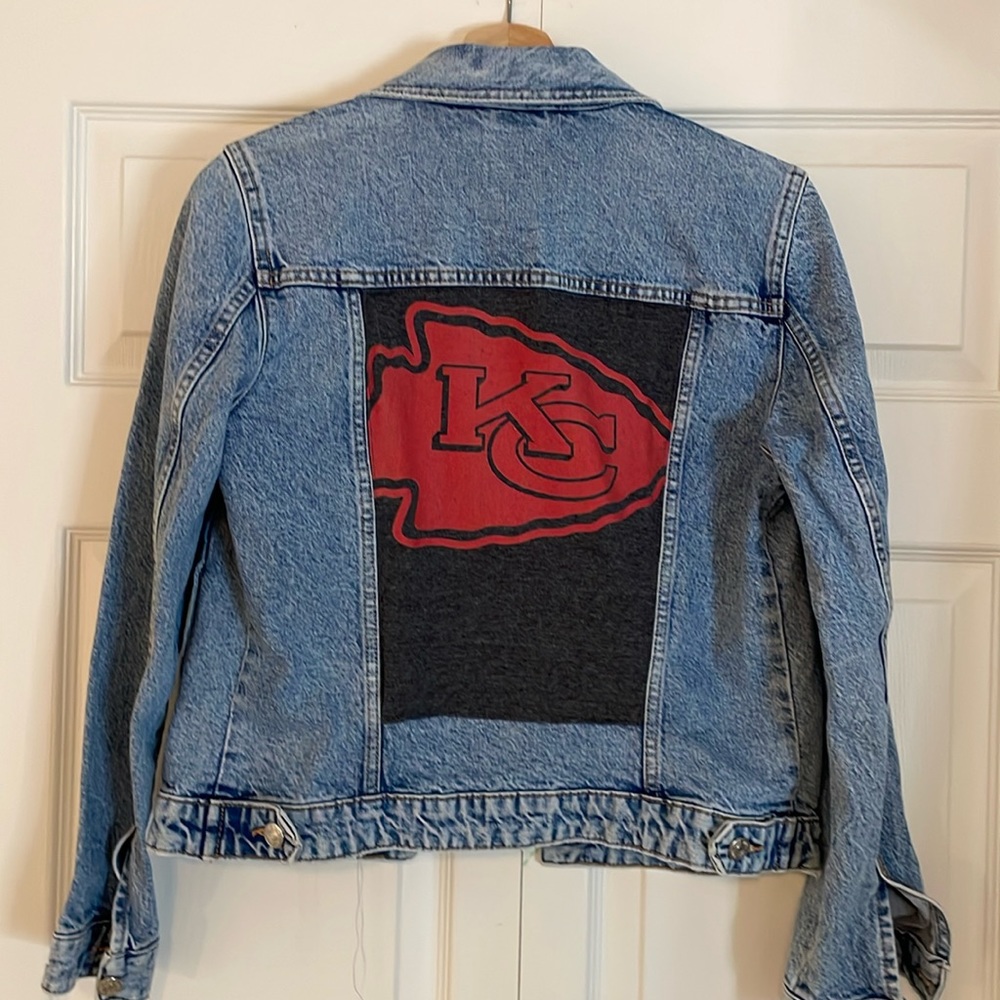 Kansas City Chiefs Vintage Reworked Zara Denim Jacket-stonewashed- Womens M